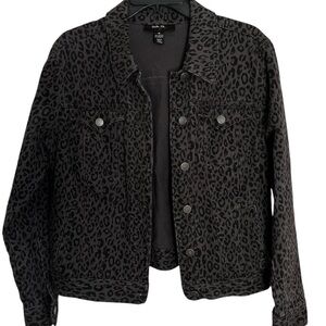 Style & Co. Black Leopard Print Jean Jacket
